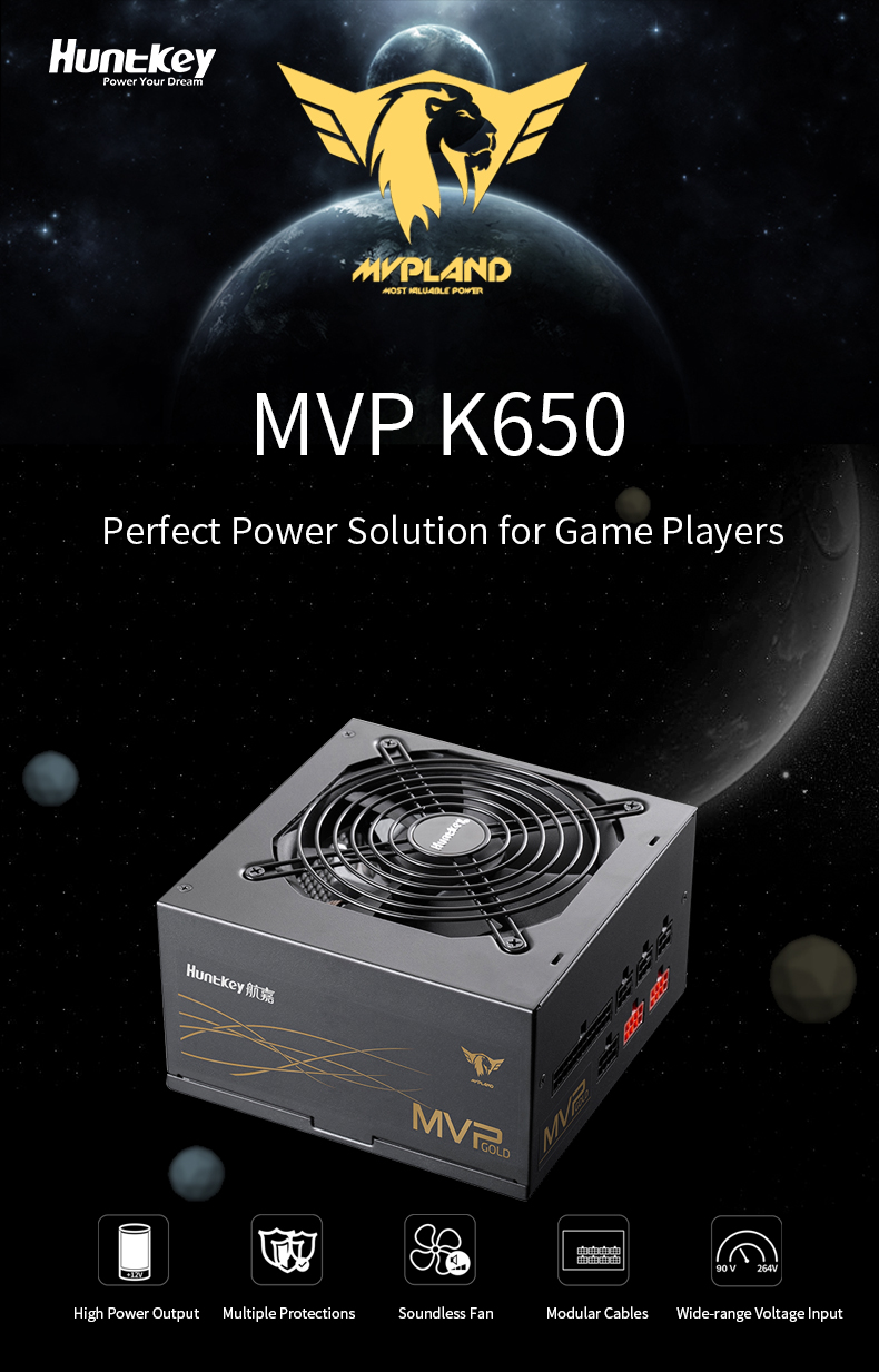 Huntkey MVP K650 80+ Gold Fully-modular Power Supply