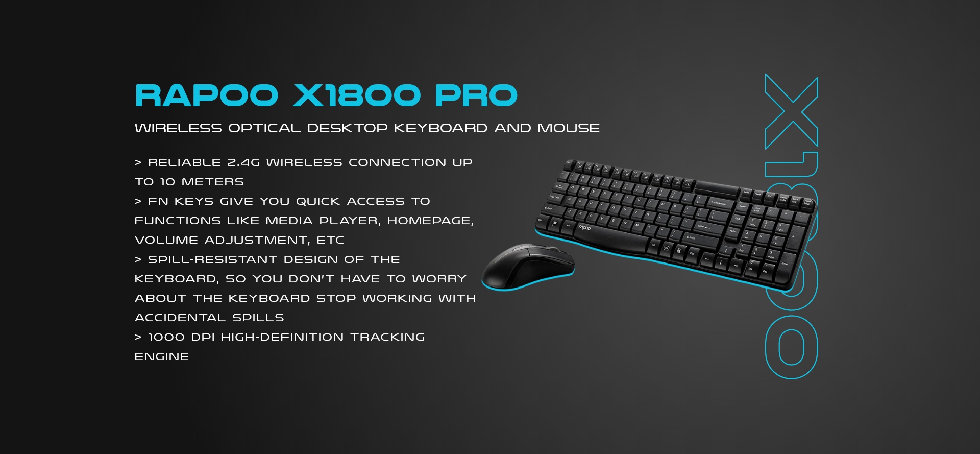 Rapoo X1800 Pro Wireless Optical Desktop Keyboard And Mouse